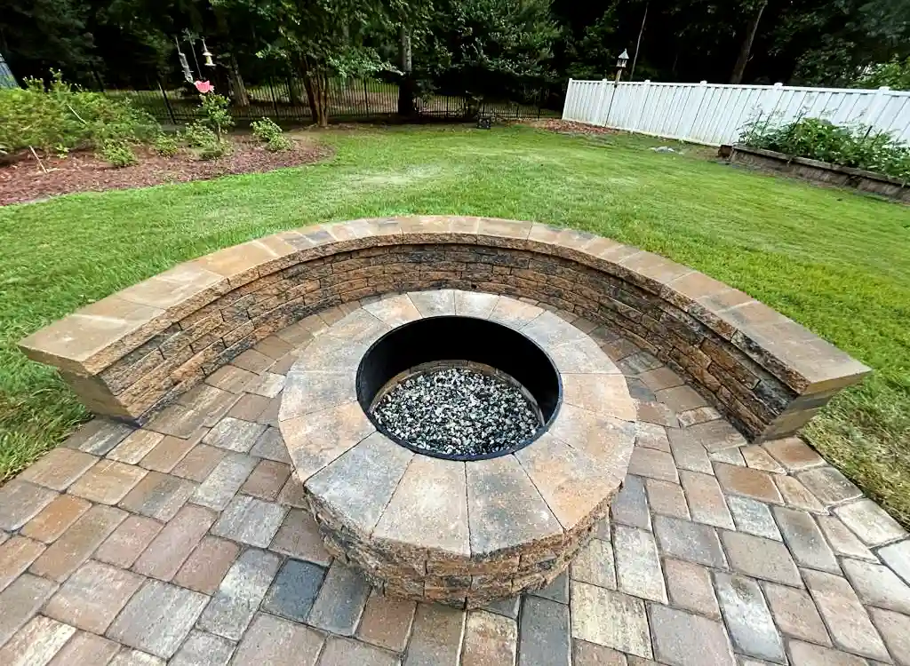 fire pit in the backyard