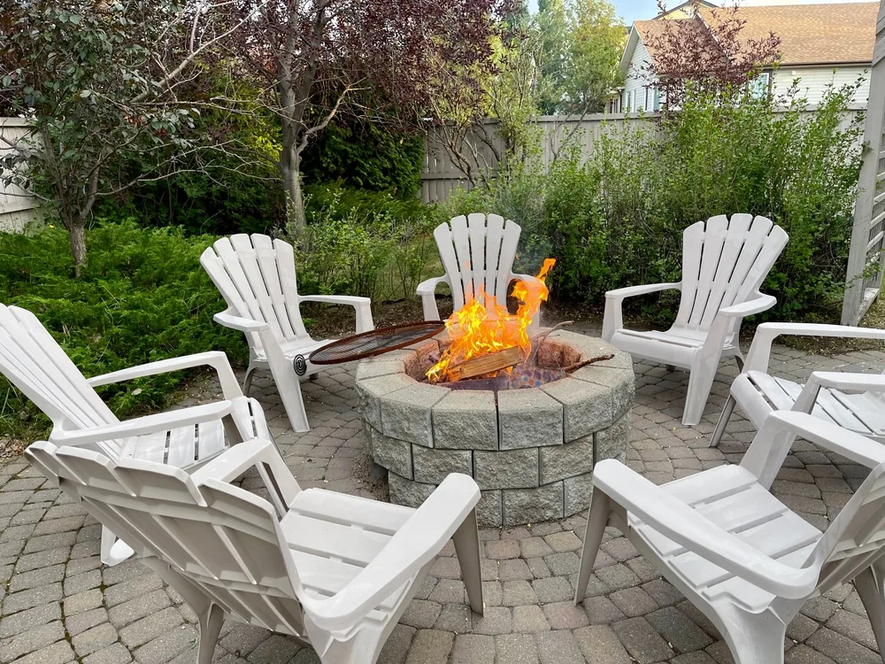 Fire pit gathering space hardscaping idea