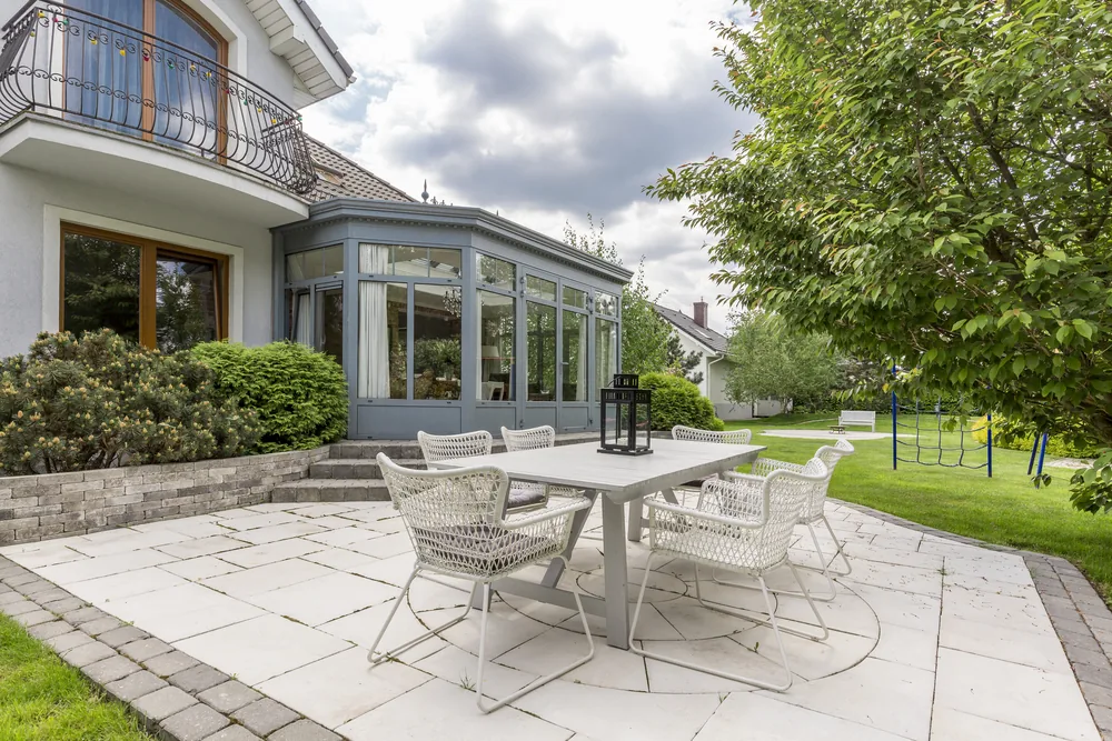 Garden design balancing hardscaping and greenery