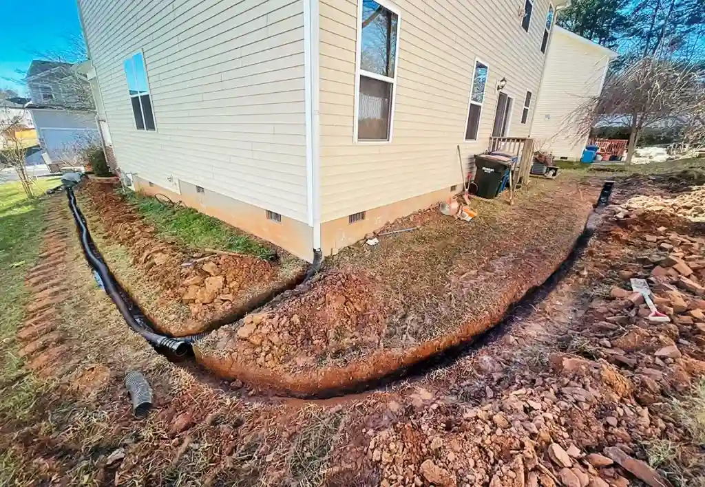 yard drainage - french drain martinez, nc